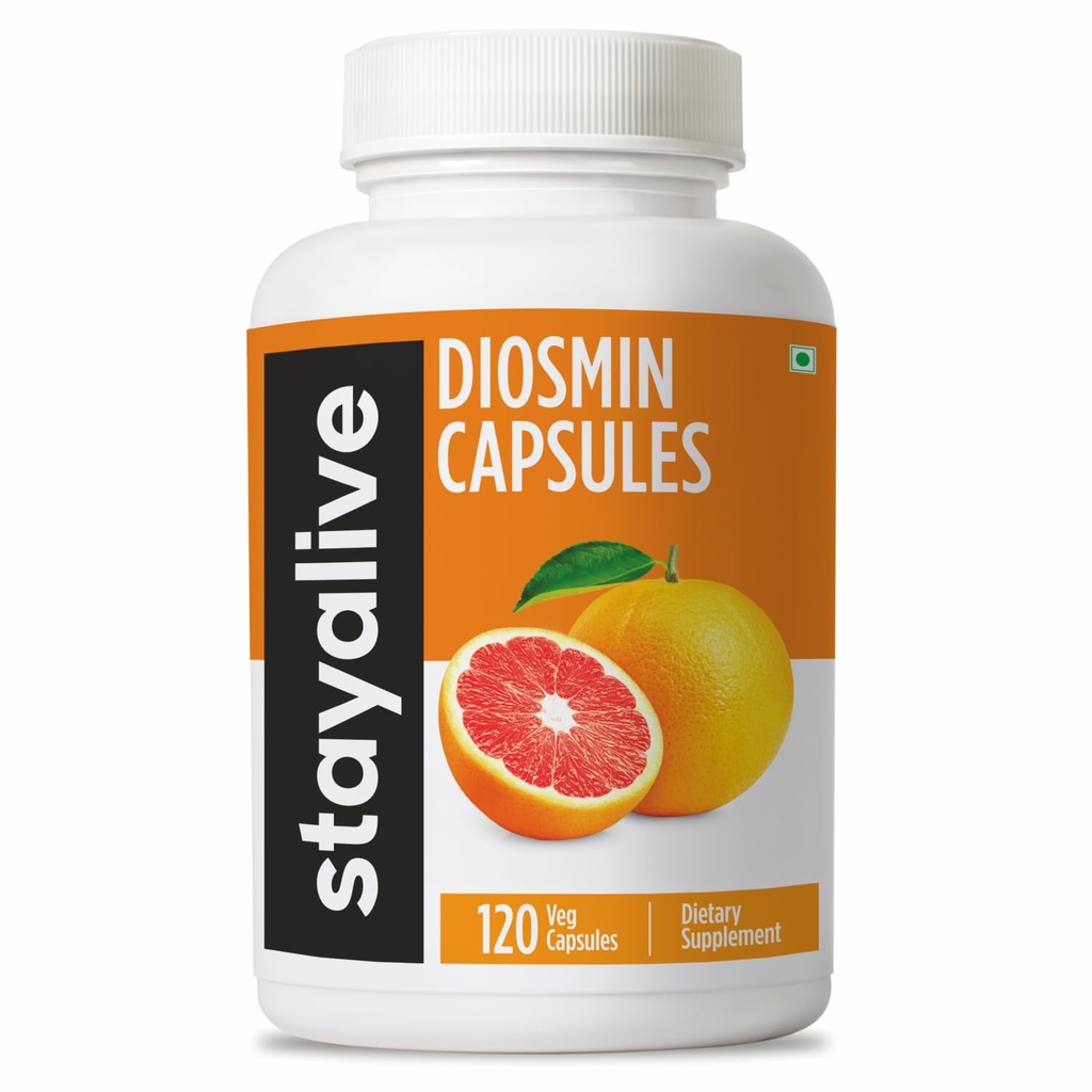 Stay ALVE Pure Diosmin Complex 10000mg Formula, 120 Capsules, Citrus Bioflavonoid Ekstrak Buah Kaya, 2 Pasokan Bulan, 100% Vegetarian, Non- GMO & Gluten Free Diosmin Suplemen