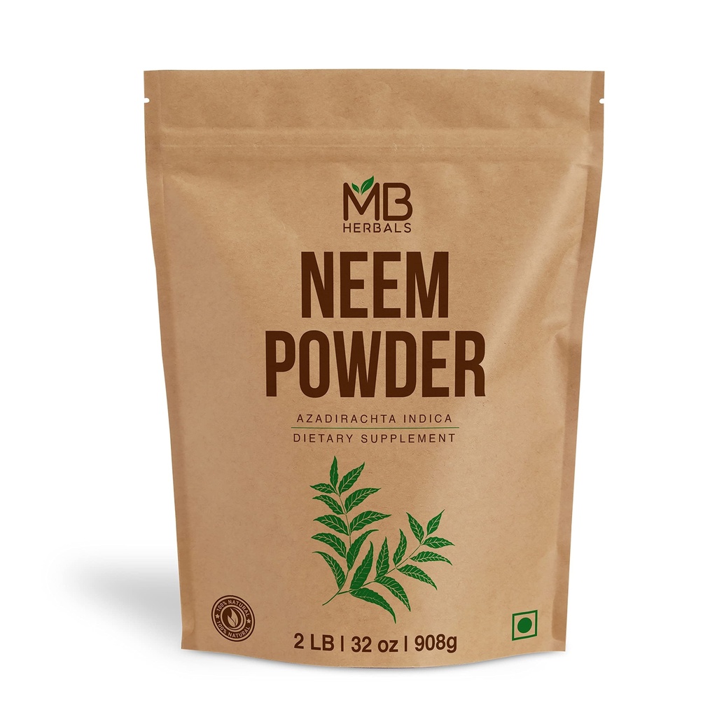 MB Herbals Pure Neem Powder 2 lb = 124; 32 oz 124; 908 Gram 14; 100% Ture Wild- Craft Neem Leaf Powder = 124; Sangat Bitter Neem Suplemen untuk Skin Hair & Detox 124; 100% Needta Indica