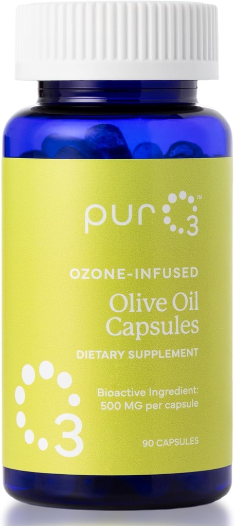 PurO3 Extra Virgin Oil Capsules - Potency Pure Ozonated Oils untuk Dukungan Imunitas & Wellness Benefits - Oksigen Organik Infused Suplemen - 90 Veggie Softgels