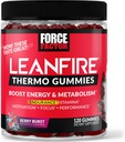 Angkatan Faktor LeanFire Thermo dengan B12 Vitamin, Caffeine, Coffee Bean, Boost Energy, Metabolisme, Endurance, Stamina, Motivasi, Fokus, & Performance, Pre Workout Gummies, 120 Gummies
