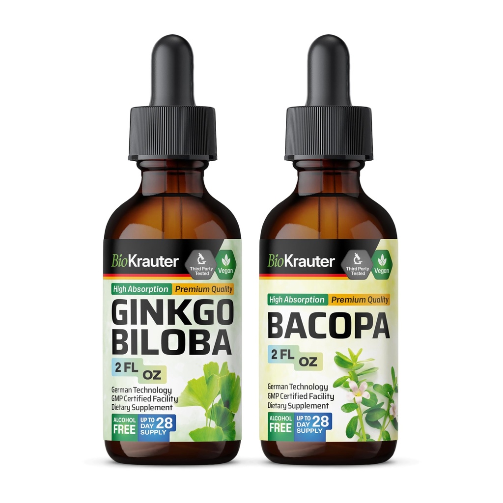 BIO KRAUTER Bacopa Tsuture 2 Fl Oz. & Ginkgo Biloba Titture 2 Fl.