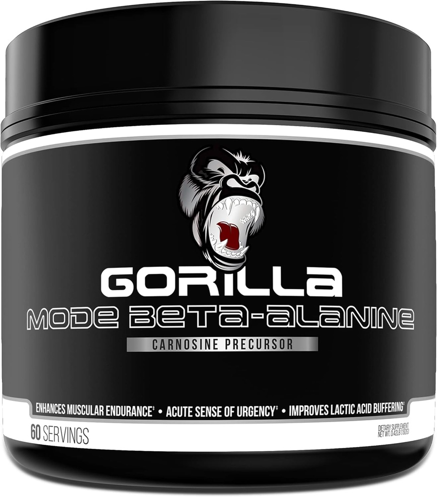 Gorilla Mind Beta- Alanine Carnosine Precursor, Enhanced Muscular Endurance, 3.2 Grams per pelayan