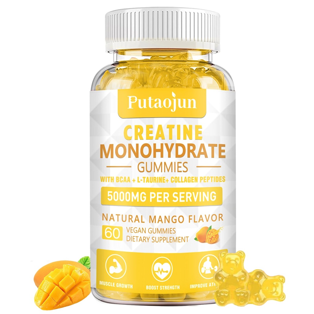 Cretine Monohydrate dengan Vitamin D3 & B12 124; Sugar- Free Hydrolyzed Collagen & Creakine Gummies = 124; 60