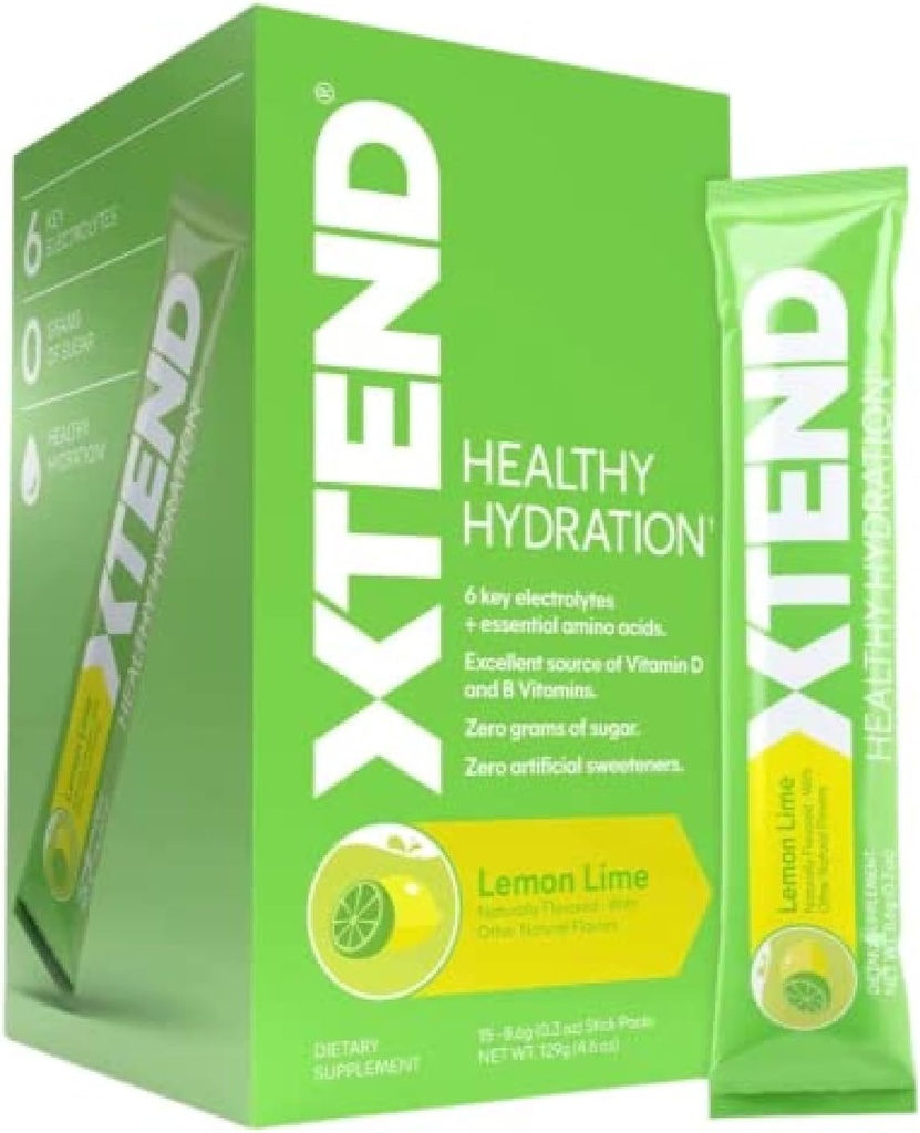 XEND Hidration Healthy Lemon Lime 124; Zero Sugar Superior Hidration Quapents 14; 6 Key Electrolytes Drink Mix 124; Escule Amino Acids 124; NSF Cerfied for Sport 124; 15 Tongkat