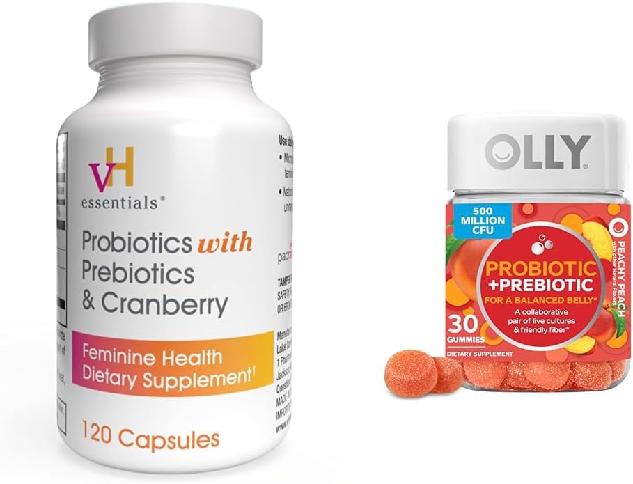 VH Esensial Progories dengan Pregren dan Cranberry Feminine Health Capsules Bundle dengan OLLY Probiotic + Prebiotic Gummy Digetical and Gut Health Suppplemen