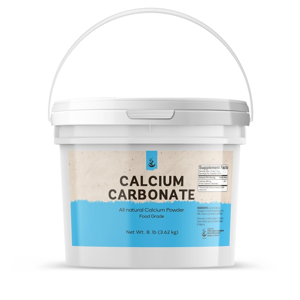 Murni Ingrediens Kalsium Karbonate Powder (1 Gallon) Suplemen Diet, Pengawet Makanan, Bisa dipakai ulang Bucket Plastik