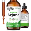 Wild & Organic Arjuna Bark Tatture - Overall Well- Being Suplement - Alcohol-Free Liquid Drops - Terminalia Arjuna Bark Extract - Tidak ada Sugar & Additives, Non-GMO - 4 fl oz