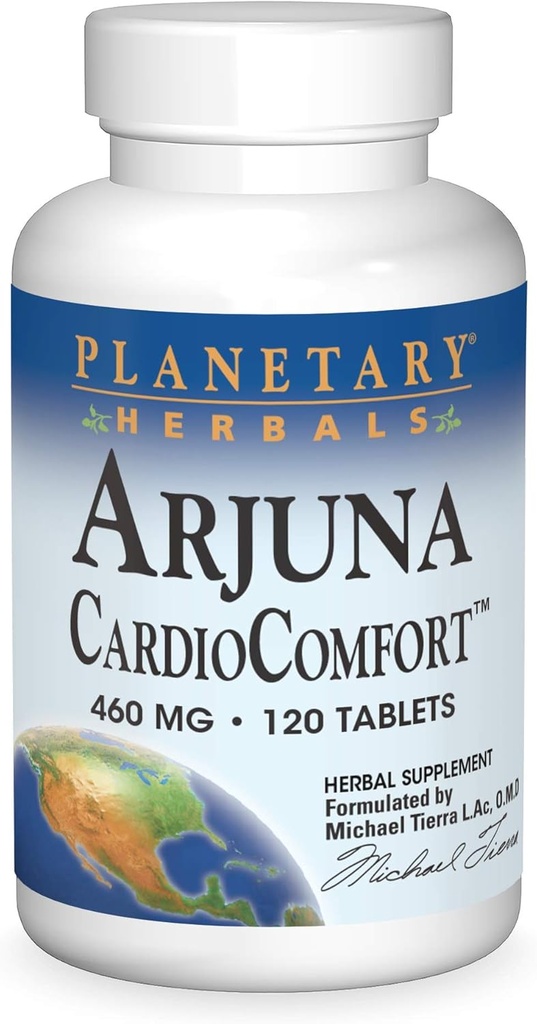 Planetary Herbals Arjuna CardioComfort *, Dukungan untuk The Cardiovaskular dan Sistem Sirkulasi *, 460 mg - 120 Tablet