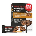 MuSASHI Protein Crisp Bar, 20g Protein, 4g Total Sugars, Vanilla & Caramel, Post Workout dan Snack On The Go, 12 Pack 2.1oz (60g) Bars
