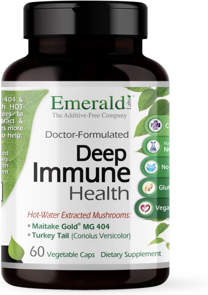 EMERALD LABS Deep Ammune Health - Suplemen Dukungan Imune dengan Jamur Emas Maitake, Meriva Turmeric & Astragalus Ekstrak - 60 Vegetable Capsules (30- Day Supply)