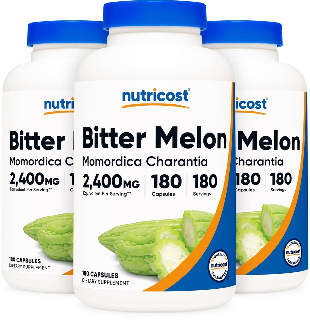 Bitter Nutricost Melon 600mg, 180 Capsules (3 Botol)
