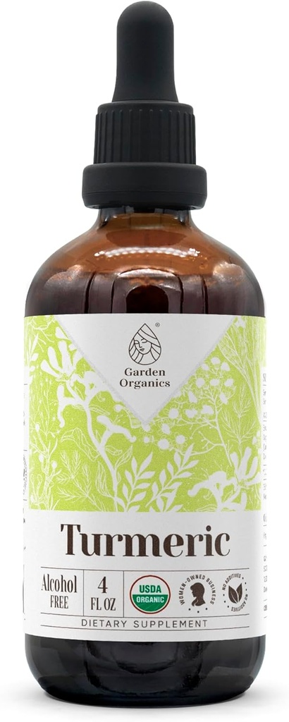 Turmeric USDA Organic Alcohol- Free Extract 124; Dietary Suplement, High- Potency Tarture 124; Natural Certified Organic Turmeric (Curcuma Longa) Dry Root (4 oz)