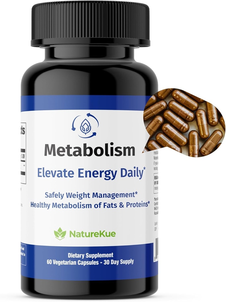 NatureKue Metabolism 124; Natural Weight Management & Energy Support 124; Ammune & Digetical Health 124; Puerh Tea, Green Tea, Herbal Supplemen Metabolisme Boost - 60 Vegetarian Capsules