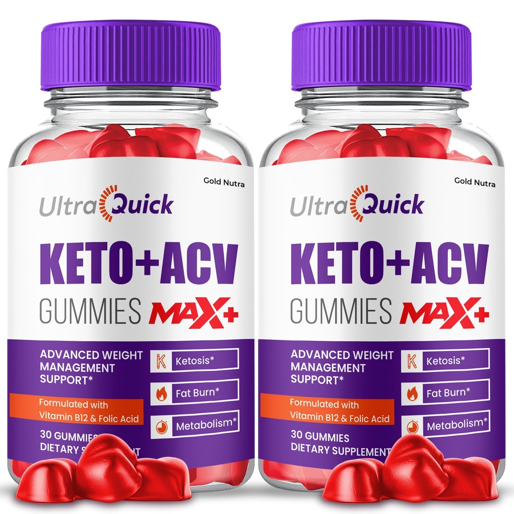 (2 Paket) UltraQuick Max + ACV Gummies, Bius Tinggi, Pejabat Ultra Quick Max + Gummies, 2X Lebih Kuat Apel Cider Pinegar Gummy, 2 Pasokan Bulan