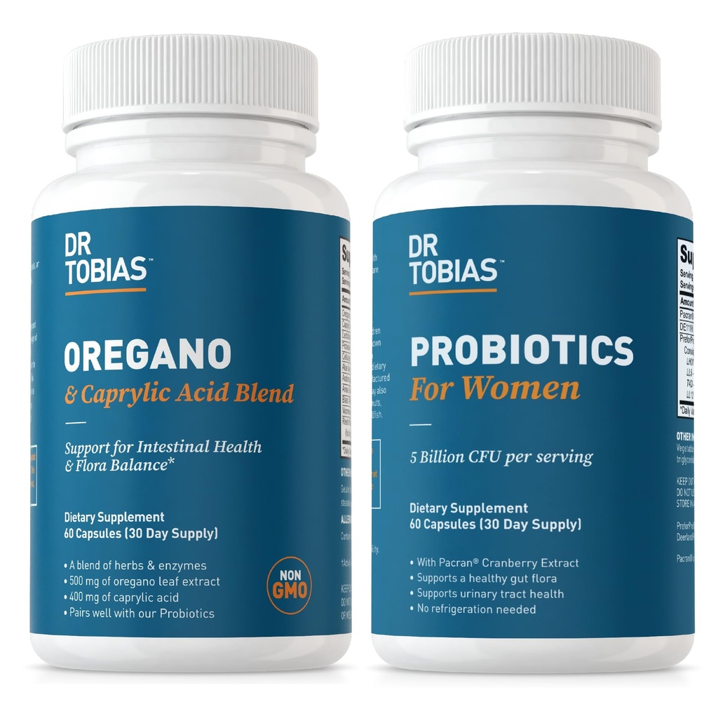 Dr. Tobias Oregano and Caprylic Acid Blend and Propolets for Women - Supports Gut, Imune, and Urinary Health, Non-GMO