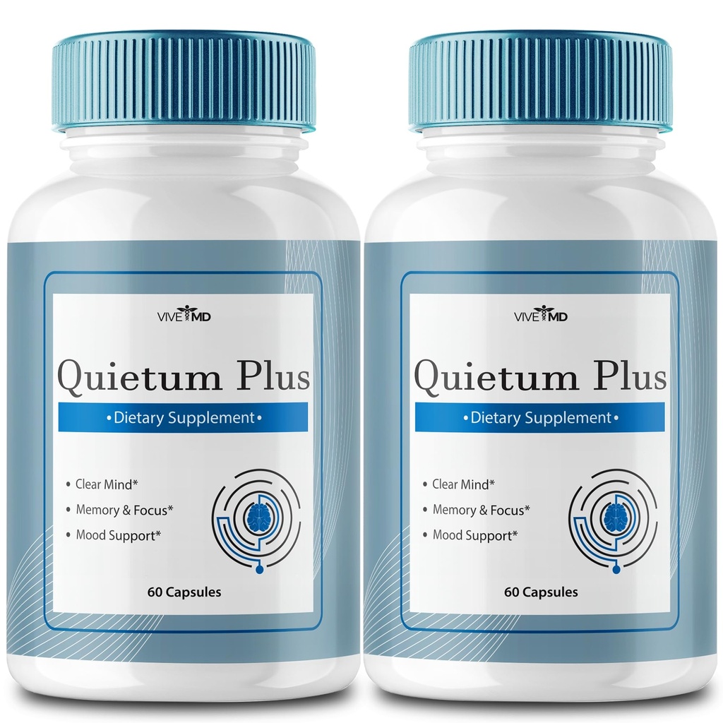 ViVE MD Quietum Plus Tinnitus Relief for Ringing Telinga Relief, Clear Tinnitus, and Holistic Tinnitus Treatment with 60 Capsules per Bottle (2 Pack)