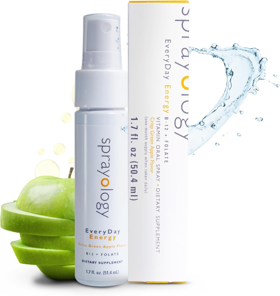 Sprayology Every Day Energy 124; Vitamin B12 dan Felour Supplement Spray 124; Vegan Oral Spray for Energy, Metabolisme & Brain Dull 124; Allly, Gluten- Free & Lactoe- Free 124; 30 Day Supply (1.7 lf Oz)
