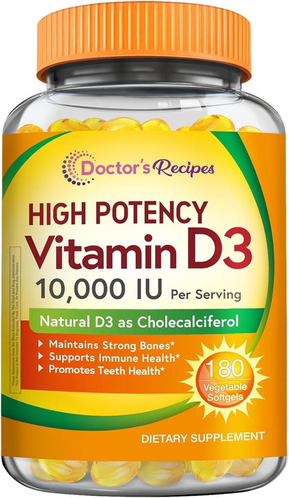 Dokter apos; s Recipes Vitamin D3 100.000 IU, Bones, Teeth, dan Imune Dukungan, Non-GMO, No gelatin, Gluten atau Soy, 90 Hari Suply, 180 Vegetarian Softgels