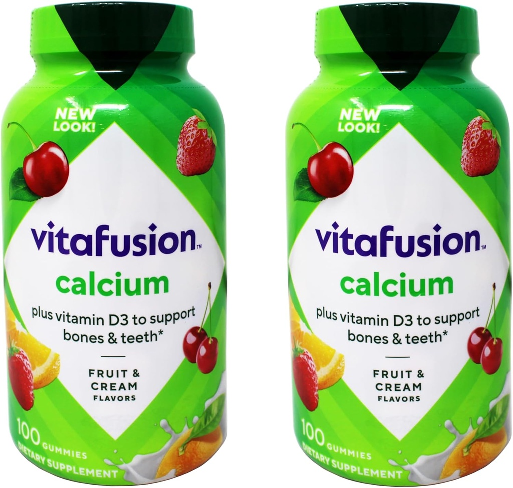 Vitafusion Calcium dengan Vitamin D3 - 2 100 Botol Hitung - 200 Gummies Total