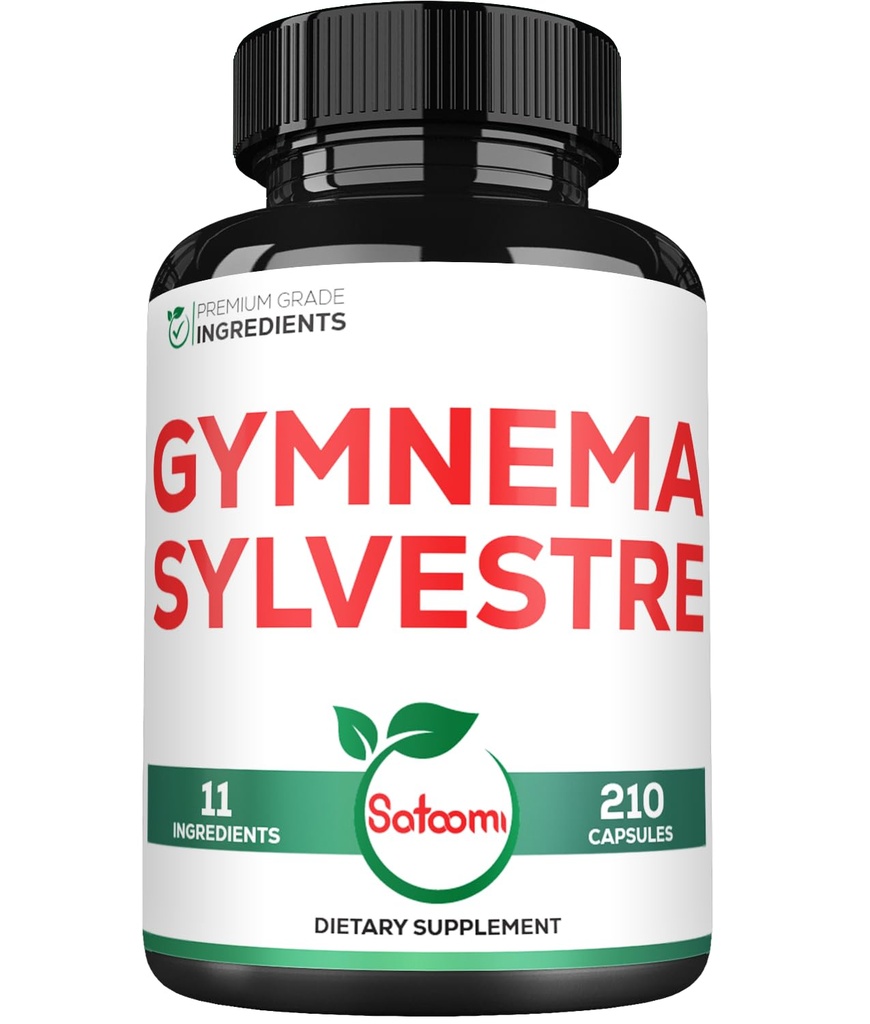 1000mg Gymnema Sylvestre Suplemen - 210 Kapsules - Ekstrak Gymnema 20: 1 dengan Berberine HCI, Quercetin & More - Dukungan untuk Imune, Digetical Health & Body Management