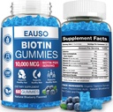 Ekstra Kekuatan Gumi Biotin 10.000mcg untuk Rambut Lebih Kuat, Skin & Nails - 60 Gummies - Vegan, Non-GMO, Suplemen Kesehatan
