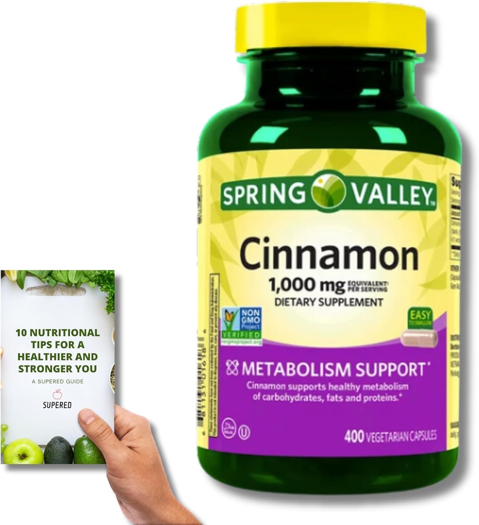 Spring Valley Cinnamon Dieter Supplemen - 1.000mg, 400 Vegeterian Capsules + 'Nutration Guides'