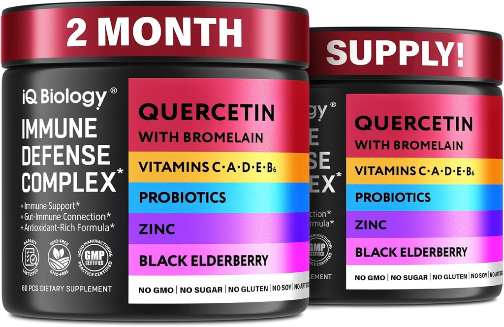 Quercetin dengan Bromelain - Premium Quercetin Capsules untuk Dukungan Imune * - Bromelain Quercetin Suplemen - Non GMO Quercetin - 2 Pack (120 Capsules)