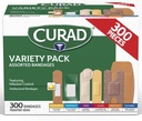 CURAD Didukung Perban Variety Pack, 300 Count, 6 Styles termasuk Antibakteri, Waterproof, Sheer, Plastic, Heavy Duty & Flex-Fabric, Protects Scrapes, Cuts & Burns, Lateks-Free