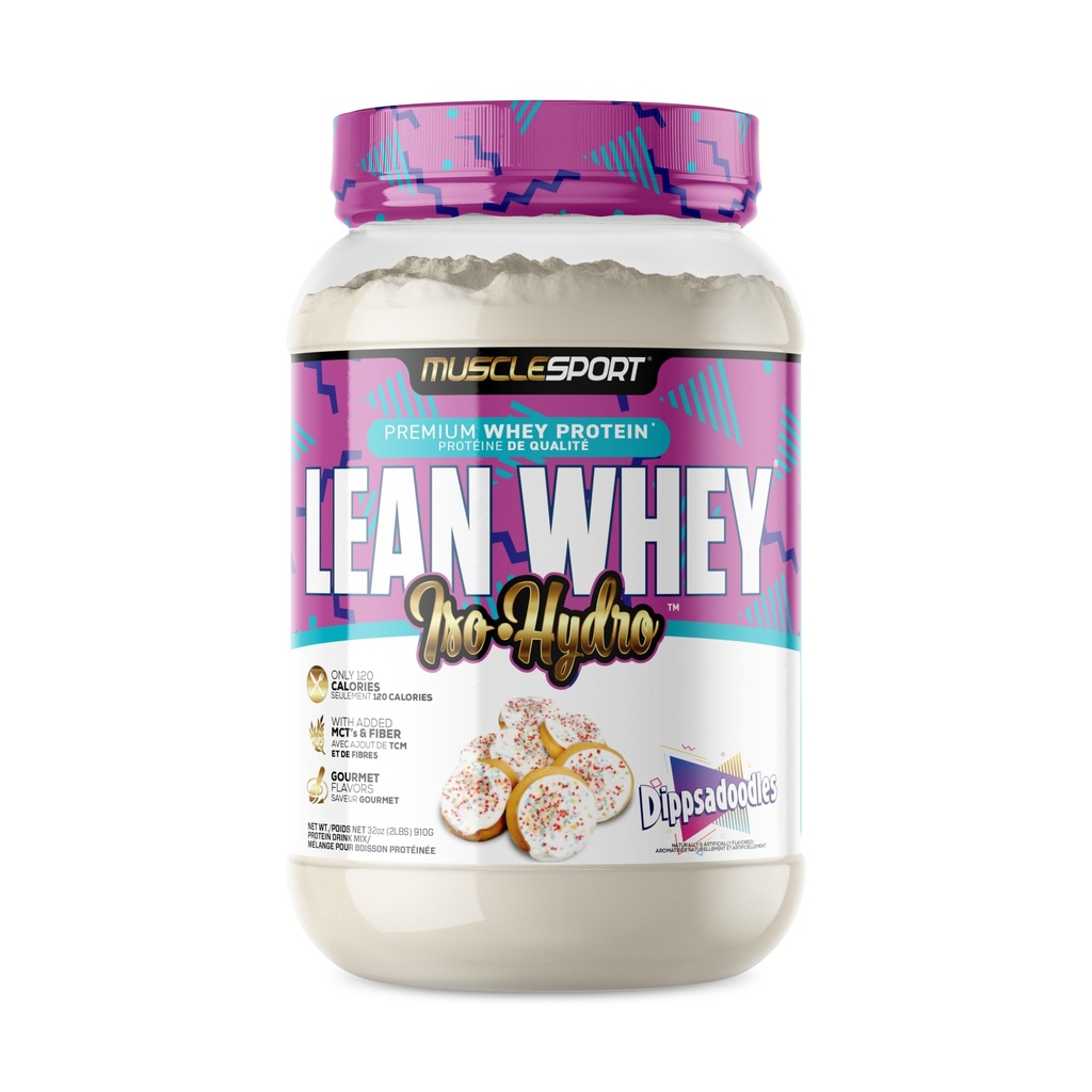 Musclesport Lean Whey Revolution Protein Powder - Whey Protein Isolate - Low Calorie, Low Carb, Low Fat, Incredible Flavors - 25g Protein per Scoop (2lb, Dippsadoodle)