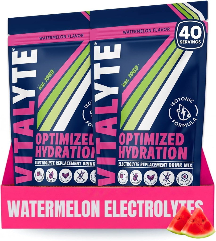 Vitalitte Electrolyte Powder Drinder Mix, Isotonic Electrolite Hydration Mix, Gluten Free Post Workout Mix, Paket 2, 35 oz. Masing-masing, Semangka Flavor