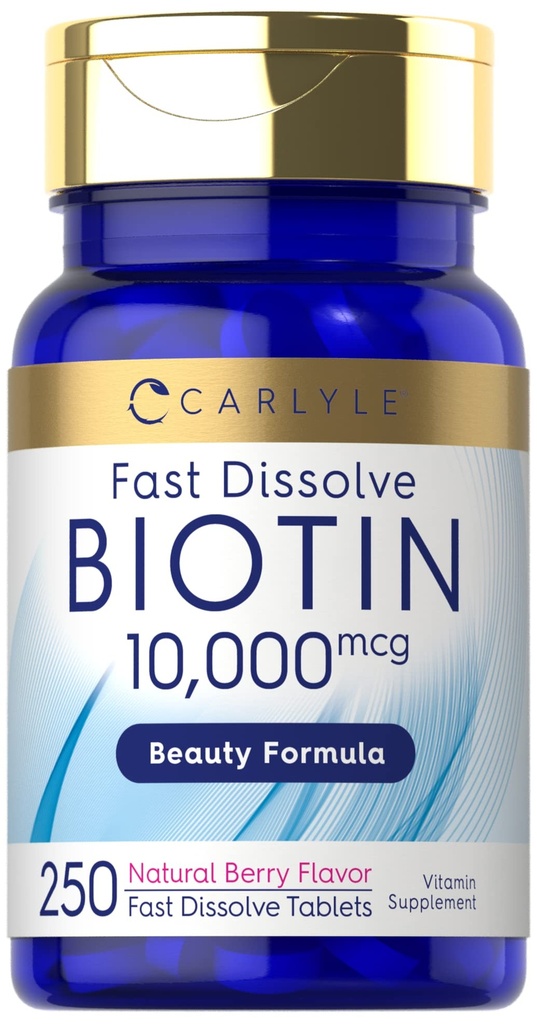 Carlyle Biotin 1000mcg 124; 250 Fast Dissolve Tablets 124; Max Power 124; Vegetarian, Non-GMO, Gluten Free Supplemen