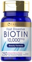 Carlyle Biotin 1000mcg 124; 250 Fast Dissolve Tablets 124; Max Power 124; Vegetarian, Non-GMO, Gluten Free Supplemen