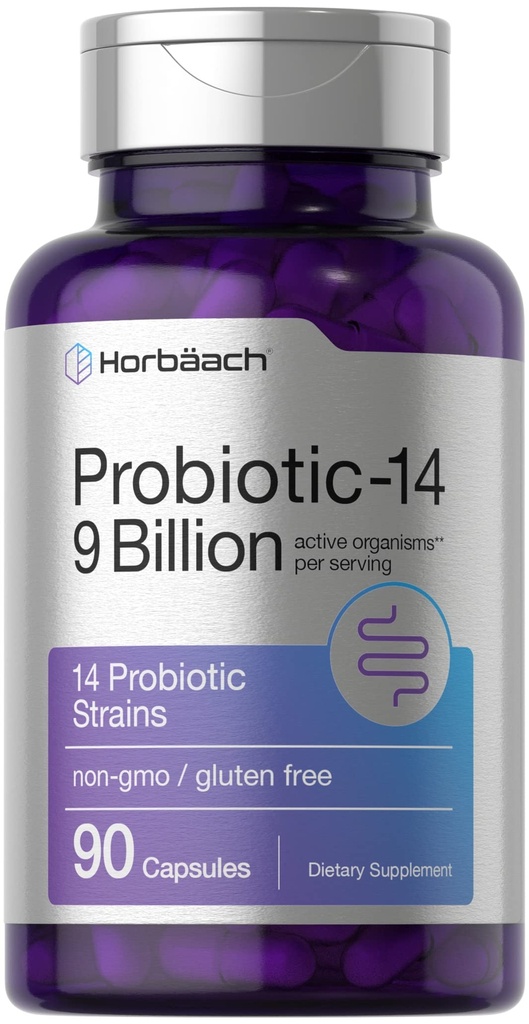 Horbäach Propoles for Women & Men 124; 14 Strains for Digetical Health 124; 9 Milyar CFU 124; 90 Capsules 126; Non-GMO & Gluten Free Suplemen