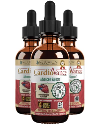 Rejuvica Health CardioVance - Dukungan Jantung Suplemen - Pengiriman Cair untuk Pelecehan Lebih Baik - Hawthorne, Hibiscus, Arjuna, Olive Leaf & More!