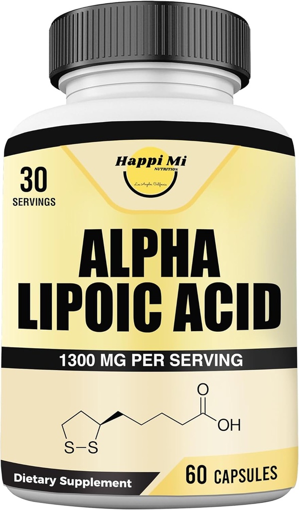 Alpha Lipoic Acid Capsules 1300mg Per Serving - 30 Servings Per Bottle - Antioksidant Dukungan untuk Overall Health