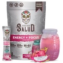 Salud 2-in-1 Powder Energi + Focus, Dragon Fruit, Organic Caffeine, B6 + B12, Theanine, Pek Energy Drink, Pitaya Agua Fresca Mix, Non-GMO, Gluten Free, Vegan, 1g of Sugar, (15 Pelayan)