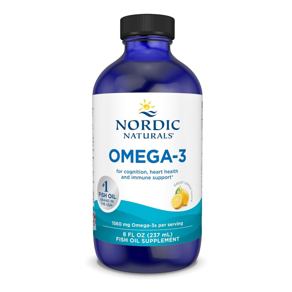 Nordic Omega-3, Lemon Flavor - 8 oz - 1560 mg Omega-3 - Fish Oil - EPA & DHA - Imune Dukungan, Otak & Heart Kesehatan, Optimal Wellness - NON-GMO - 48 Servings