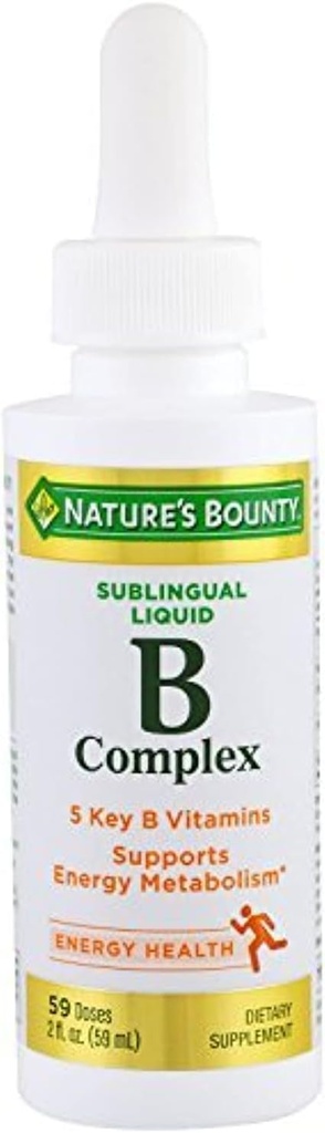 Kompleks Nature 's Bounty B dengan B12 Sublingual Cair Cepat Akting Dieter Tambahan 2 ons