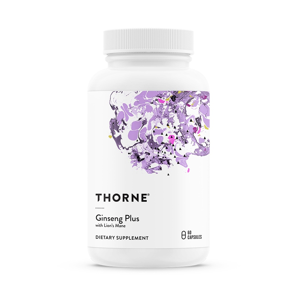 THORNE - Ginseng Plus - Mendukung Fokus, Penyatuan, Ingatan & Ketahanan terhadap Stres * - dengan Red Ginseng Korea, Singa Mane & Greek Mountain Tea - Soy, Gluten & Dairy Free - 60 Kapsul