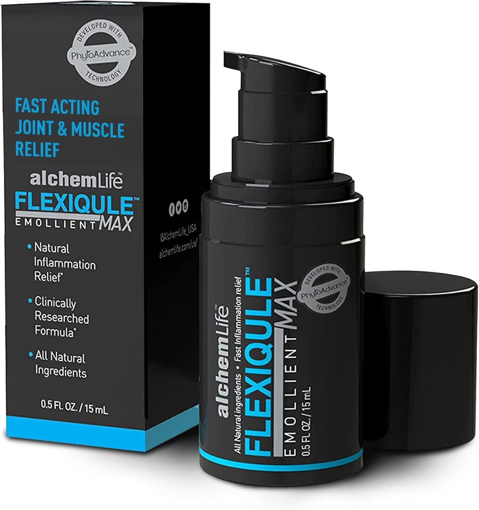AlchemLife FlexiQule MAX - Fast Acting Emollient Apporting Natural Community & Muscle Relief - Soothes Stiffness & Aids Mobility - Powerful Phyto-Actions of Ginger, Boswellia & Piperine - (15mL Pump)