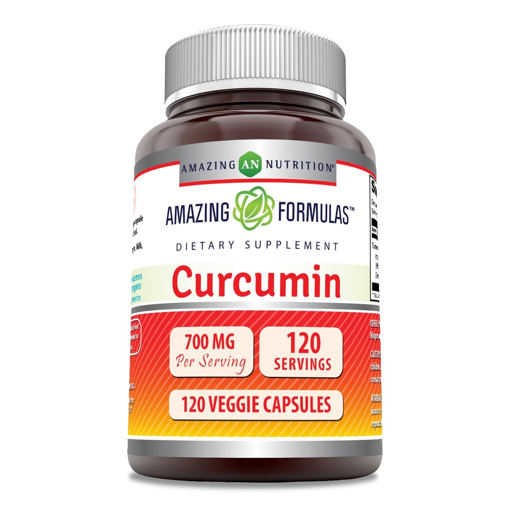 Amazing Formula Curcumin Supplement; 700 Mg 124; 120 Vevgie Capsules 14; Turmeric Root Extract 126; Non-GMO 124; Gluten Gratis 124; dibuat di AS