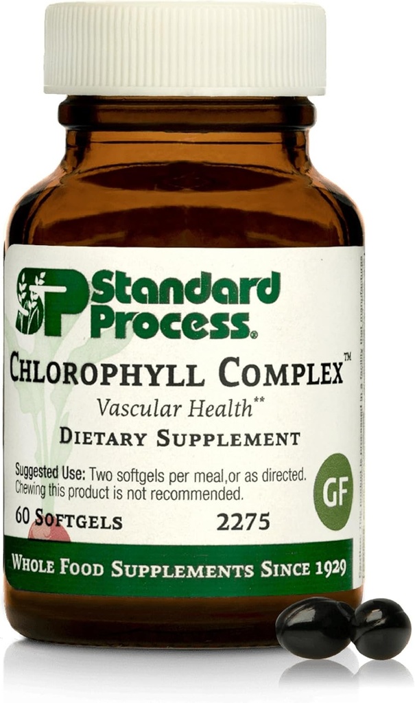 Proses Standar Inc. Kompleks Chlorofil - Dukungan Imunitas, Aktivitas Antioksidan, Skin Kesehatan dan Kesehatan Rambut Dukungan dengan Vitamin A, Sunflower Lecithin, Buckwheat, Spanyol Moss - 60 Softgels