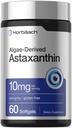 Suplemen Horbäach Astaxanthin 124; 10mg 124; 60 Softgels 14; Algae Derived Formula 126; Non-GMO, Gluten Free