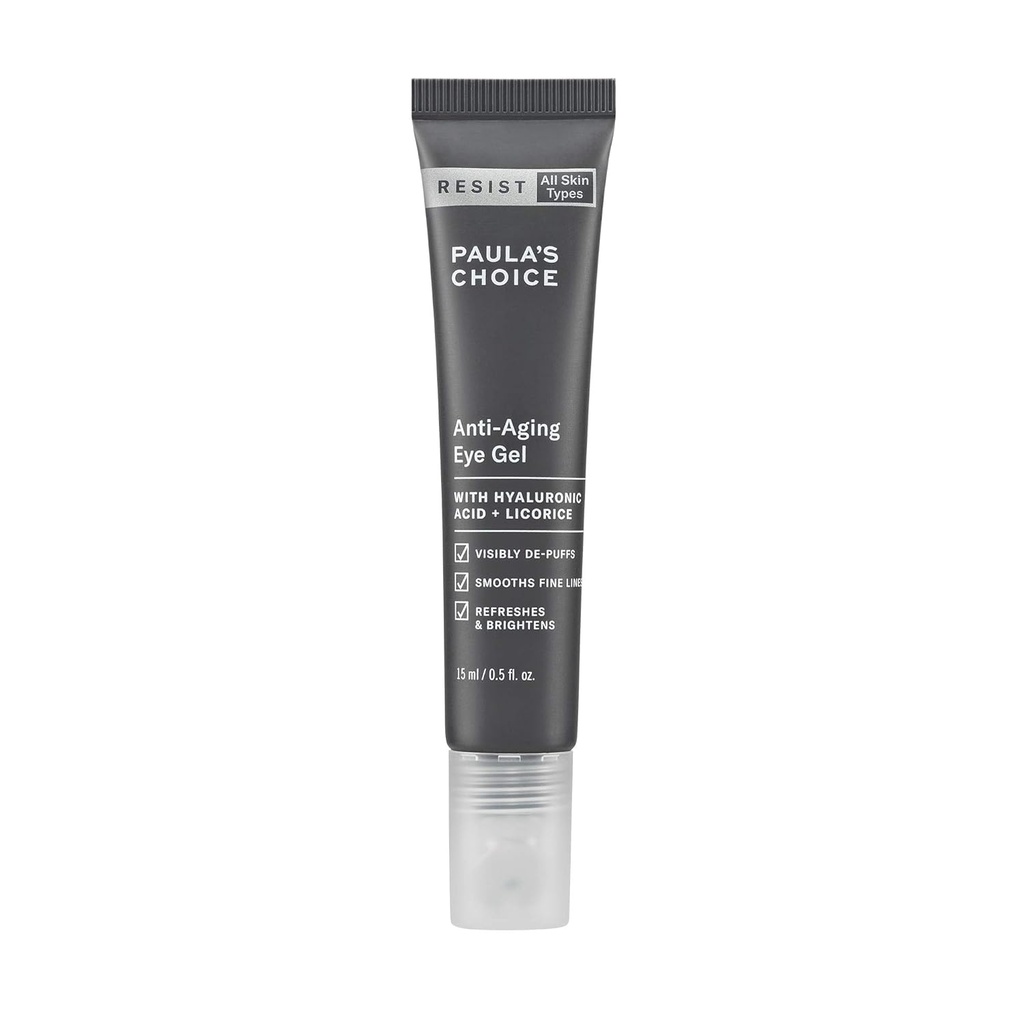 Paula 's Choice RESIST Anti- Aging Eye Gel dengan Acid Hyaluronic, untuk Lingkaran Gelap, Puffy Eyes, Crow' s Feet, Fine Lines & Wrinks, 0.5 Ounce
