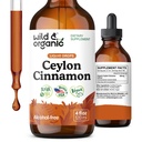Wild & Organic Ceylon Cinnamon Tarture 500 mg - Liquid Cinnamon Support for Overall Support - Cinnamomum Verum Bark Extract - Vegan, Sugar & Alcohol- Free, Non-GMO - 4 fl oz