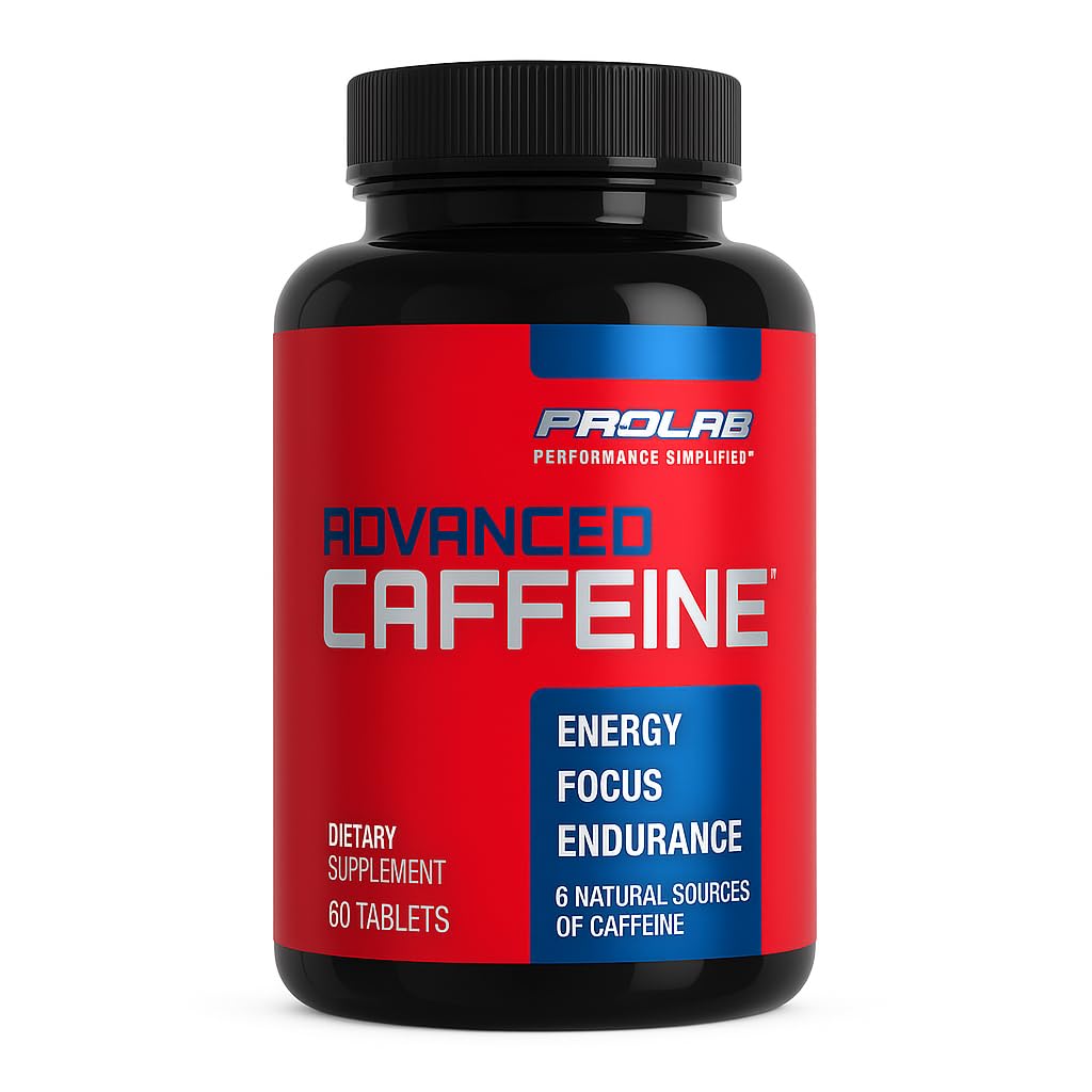 ProLab Nutrition Advanced Caffeine 200mg, Fast- Acting Natural Caffeine Tablet with Green Tea Extract, Clean Energy, Mental Focus (60 Count (Pack of 1))