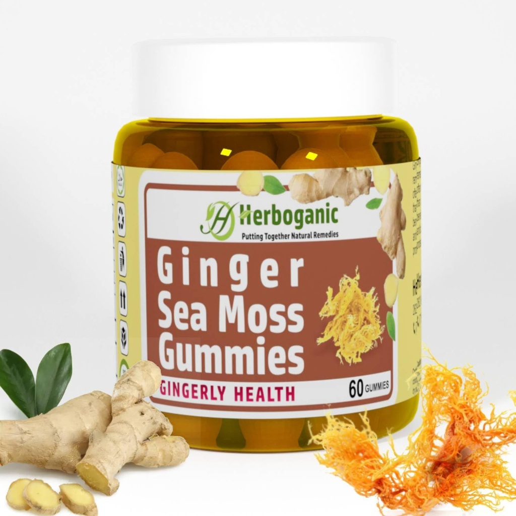 HERBOGANIC Laut Moss Gummies - Herbal Dukungan untuk Imune & Digetical Health - Pembangkit, Gluten- Free & Vegan - Friendly - 60 Count