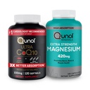 Qunul CoQ10 100mg Softgels, 3X Better Absorpsi 4 Bulan Tambahan 120 Menghitung Magnesium Glycinate Capsules 420mg, Absorpsi Tinggi Magnesium Suplemen, 180 Count