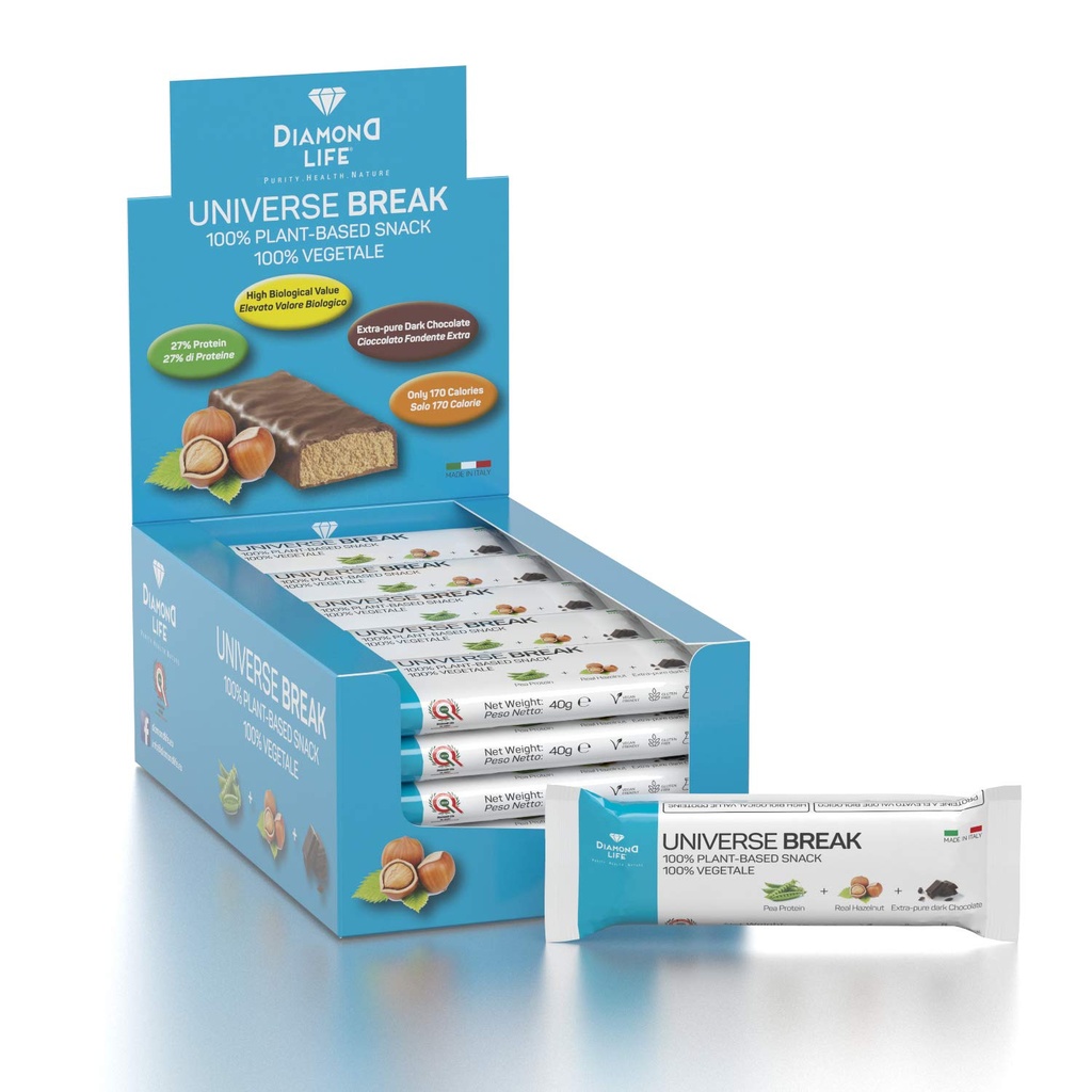 UNIVERSE BREAK - Hazelnut Flavour - Sempurna seimbang rendah kalori plant - berbasis bar - Diamond Life