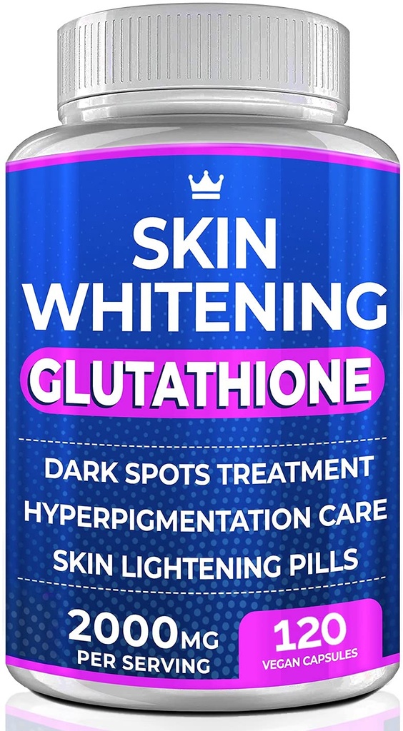 Glutathione Whitening Pill - 120 Capsules 2000mg Glutathione - Effective Skin Lightening Suplement Suplement - Dark Spots, Melasma & Acne Scar Remover, Hiperpigmentation Treatment - Anti- Aging Antioksidant